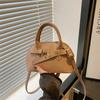 Fashion Small Size Shoulder Bag Handbags Solid Color Shell Bag Belt Buckle Design Top-handle Bags Women