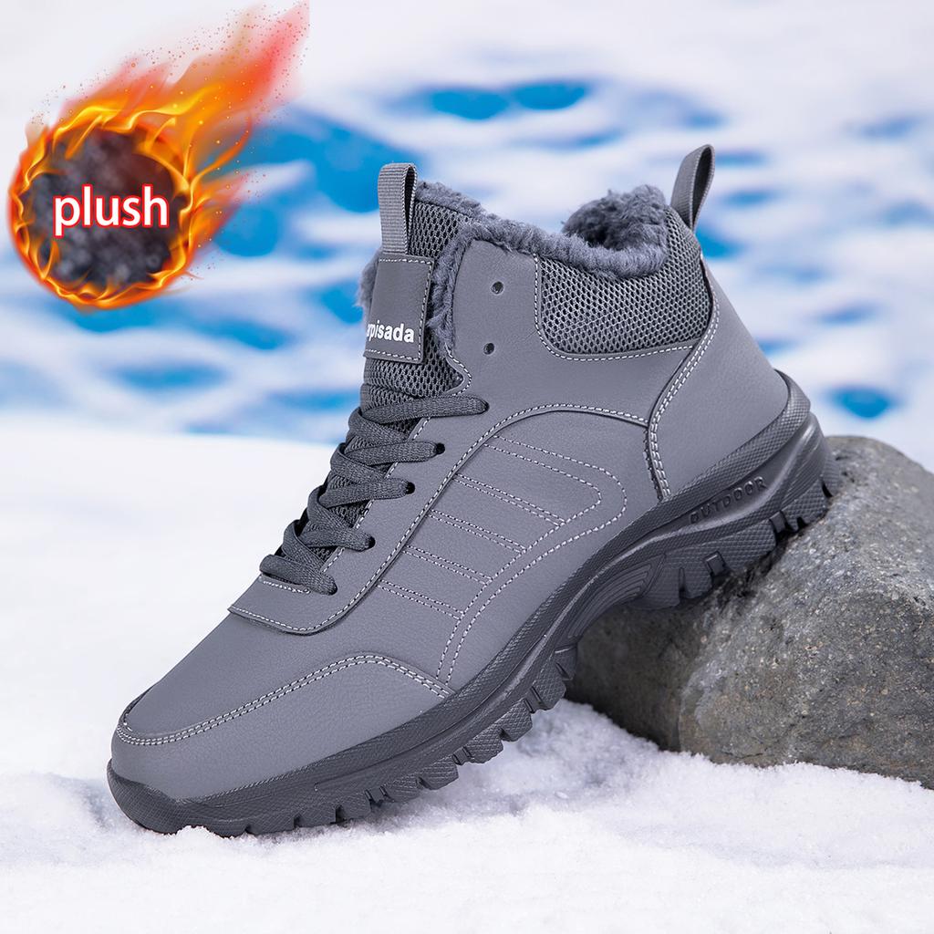Men's Winter Velvet Warm Thick Dad Shoes Snow Boots Sports and Leisure Middle-aged and Elderly Walking Shoes Anti Slip