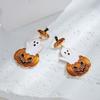 Chic Ghostly Pumpkin Earrings With Intricate Rhinestone Detailing Ideal For Fashionistas Halloween