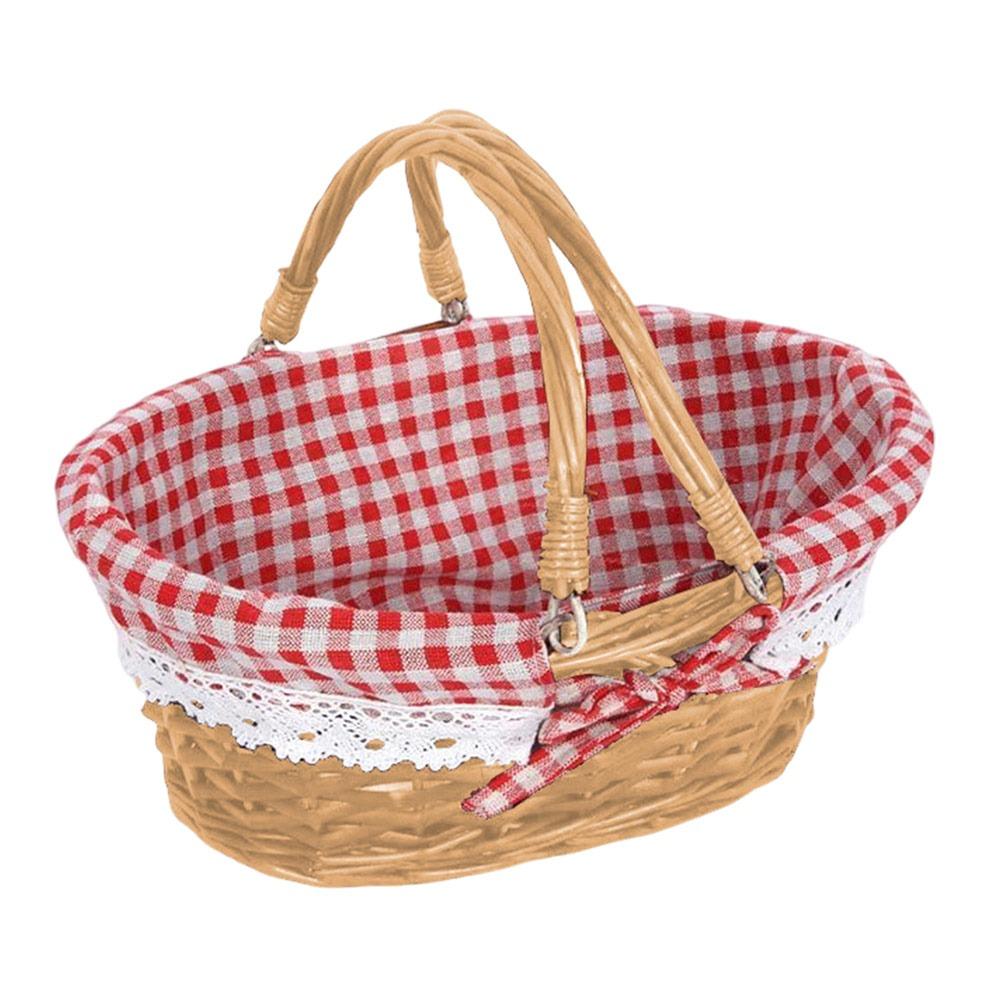 Multoclor Wicker Picnic Basket with Handle Weaving Design Wicker Woven Basket Handicraft Large Capacity Hand Basket Fruit