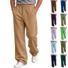 Herenkleur Gevoerde Joggingbroek Hoge Taille met Zakken Losse Rechte Wijde Pijpen Broek
