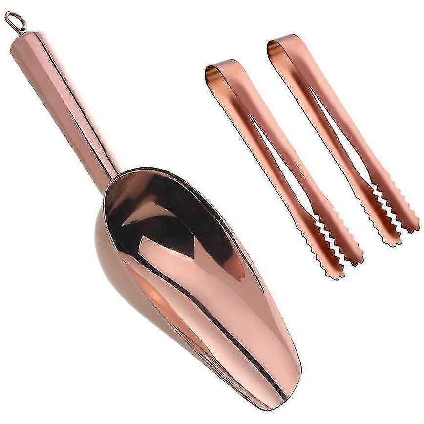 Stainless Steel Ice Scoop And Ice Tongs Small, Round Bottom Bar Ice Utility
