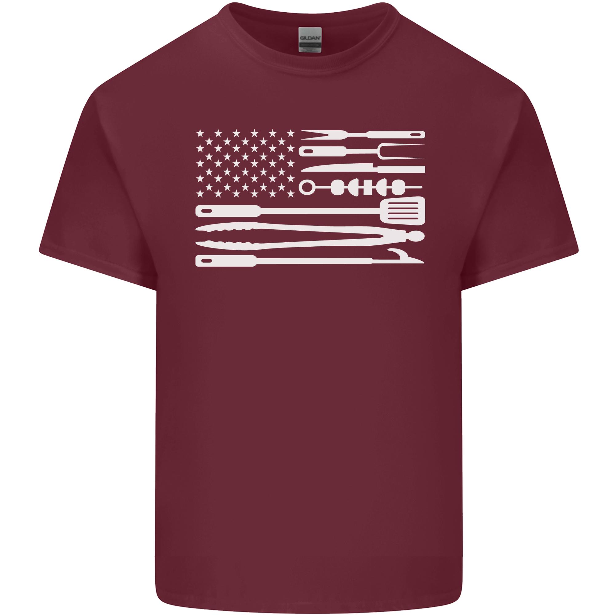 USA Grill Flag America BBQ Food Unisexs Light Cotton TShirt S