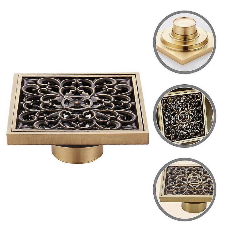 Copper Material For Floor Drain European Brass Shower Drain Bathroom Accessories 10x10cm Square Odor Prevention 1Set