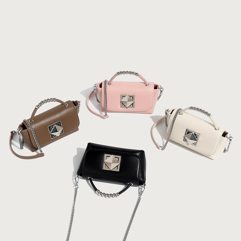 2025 New Korean Style Fashion Small Square Bag, Versatile and Unique Handbag with Textured Lock and Chain, Shoulder Bag and Crossbody Bag