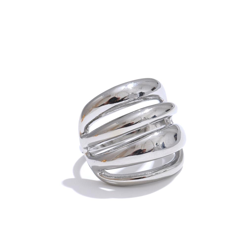 

Yhpup Adjustable Open Stylish Unique Stainless Steel Geometric Hollow Finger Ring Creative Popular Arrivals Jewelry for Women resizable
