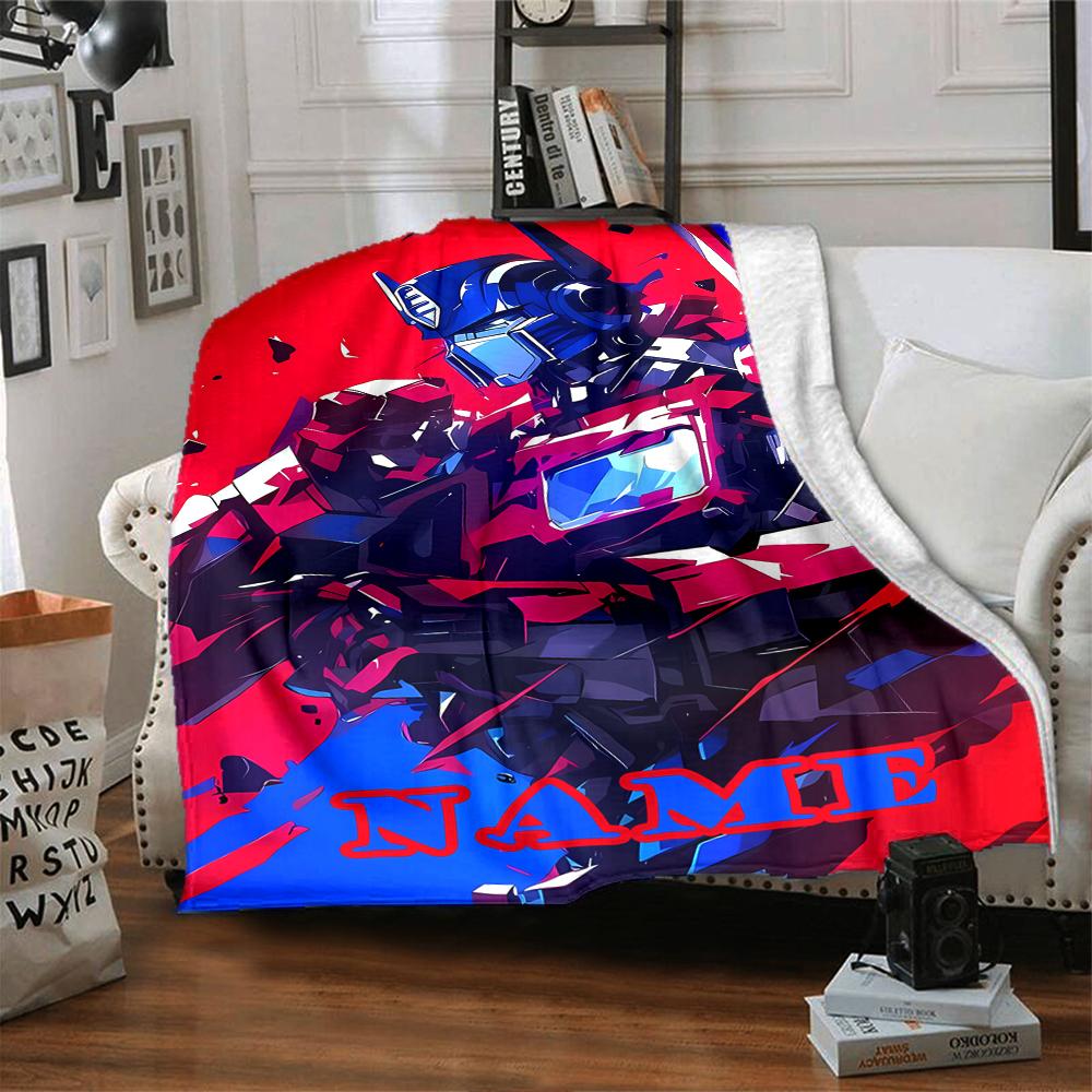 Custom Name Transformers Theme Printed Blanket - Perfect for Couch, Bed, Travel & Outdoor Use | Machine Washable, Cozy & Durable.