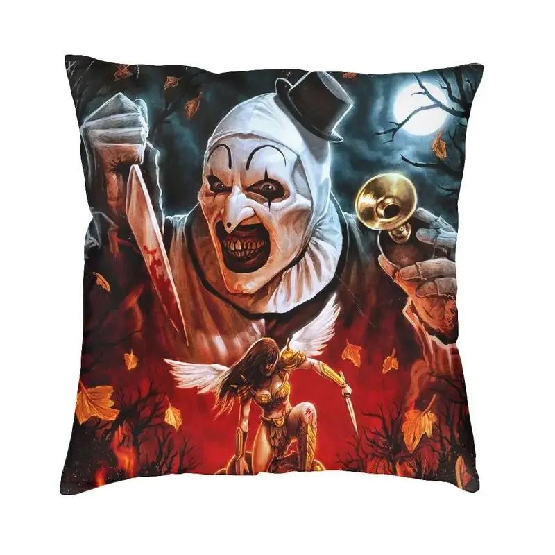 Horror Clown Halloween Movie Terrifier Cushion Cover Velvet Pillow Case Sofa Chair Square Pillowcase Living Room Decoration