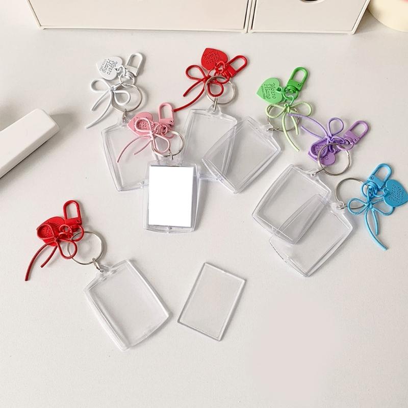 Contemporary Acrylic Photo Display Organizer Compact Keychain Card Sleeve Decorative Desk Accessory For Daily Use