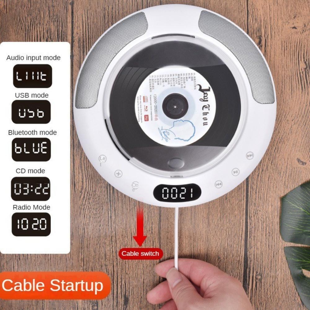 Wall Mounted Bluetooth CD Player Equipped with Dust Cover and Dual Horn Speaker Household CD Album Radio 10W 185*185*33mm