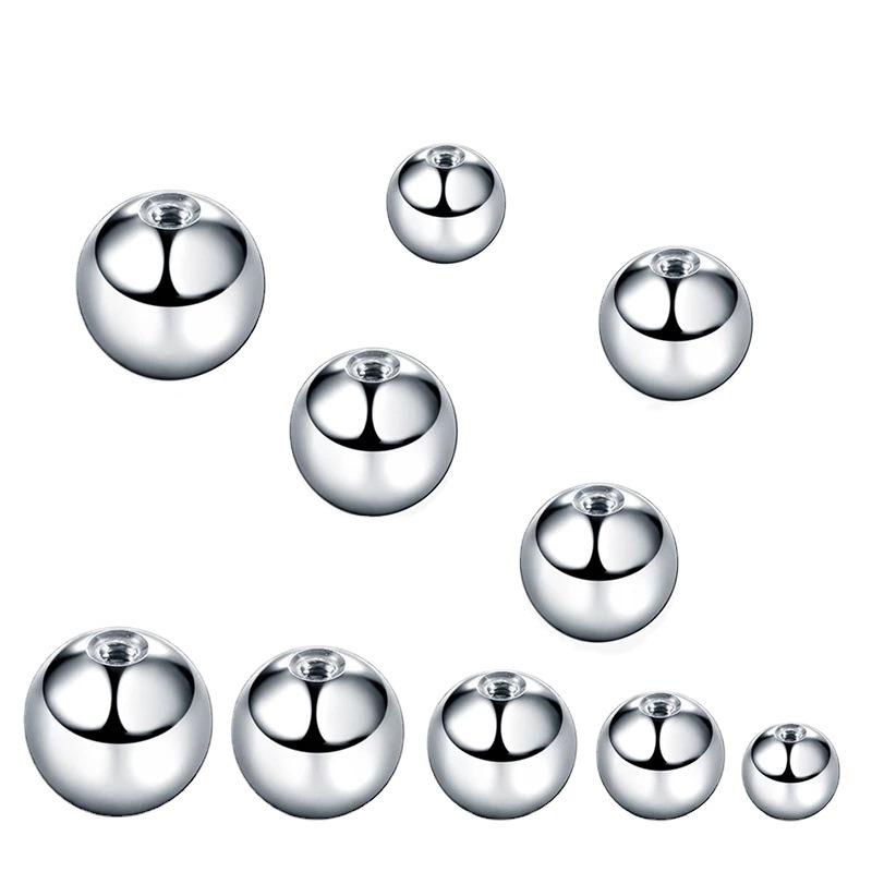 Kolczyk ze stali nierdzewnej z gwintowaną okrągłą kulką - Tytanowa nakrętka, 1,2/1,6 mm