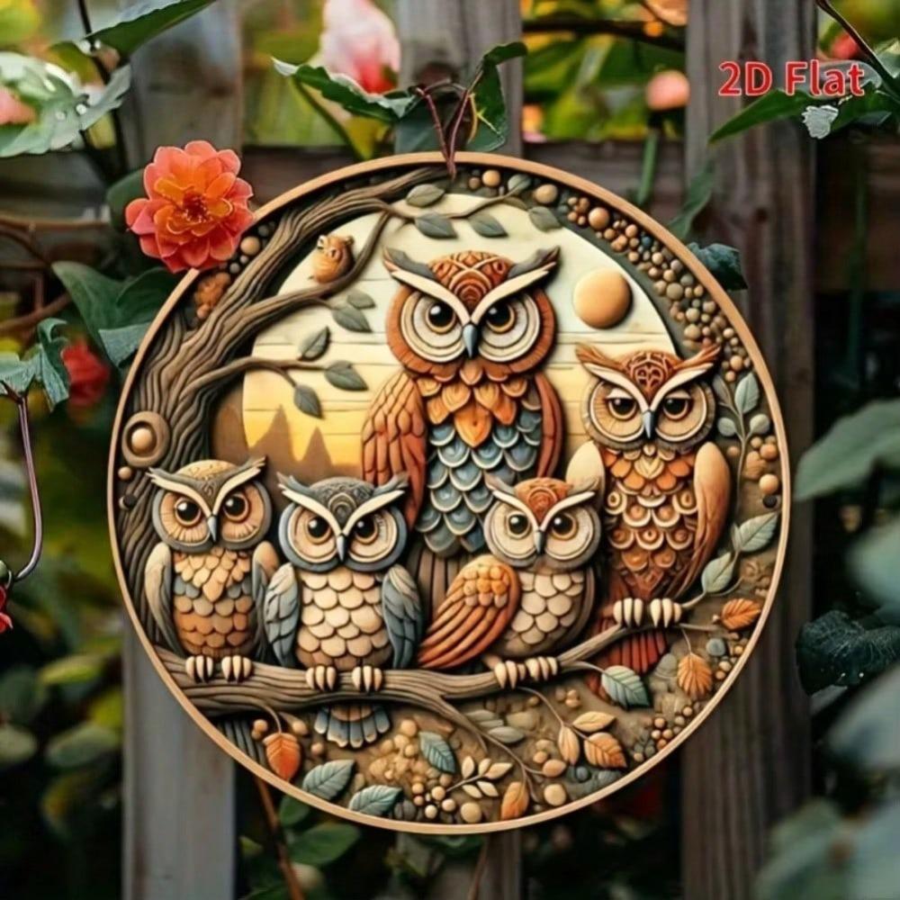Vintage Owl Iron Wall Art Home Decor Metal Sign for Living Room Bedroom Kitchen Cafe Halloween Holiday
