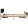 Brown and Black Bed Frame 135 x 190 cm Solid Pine Wood