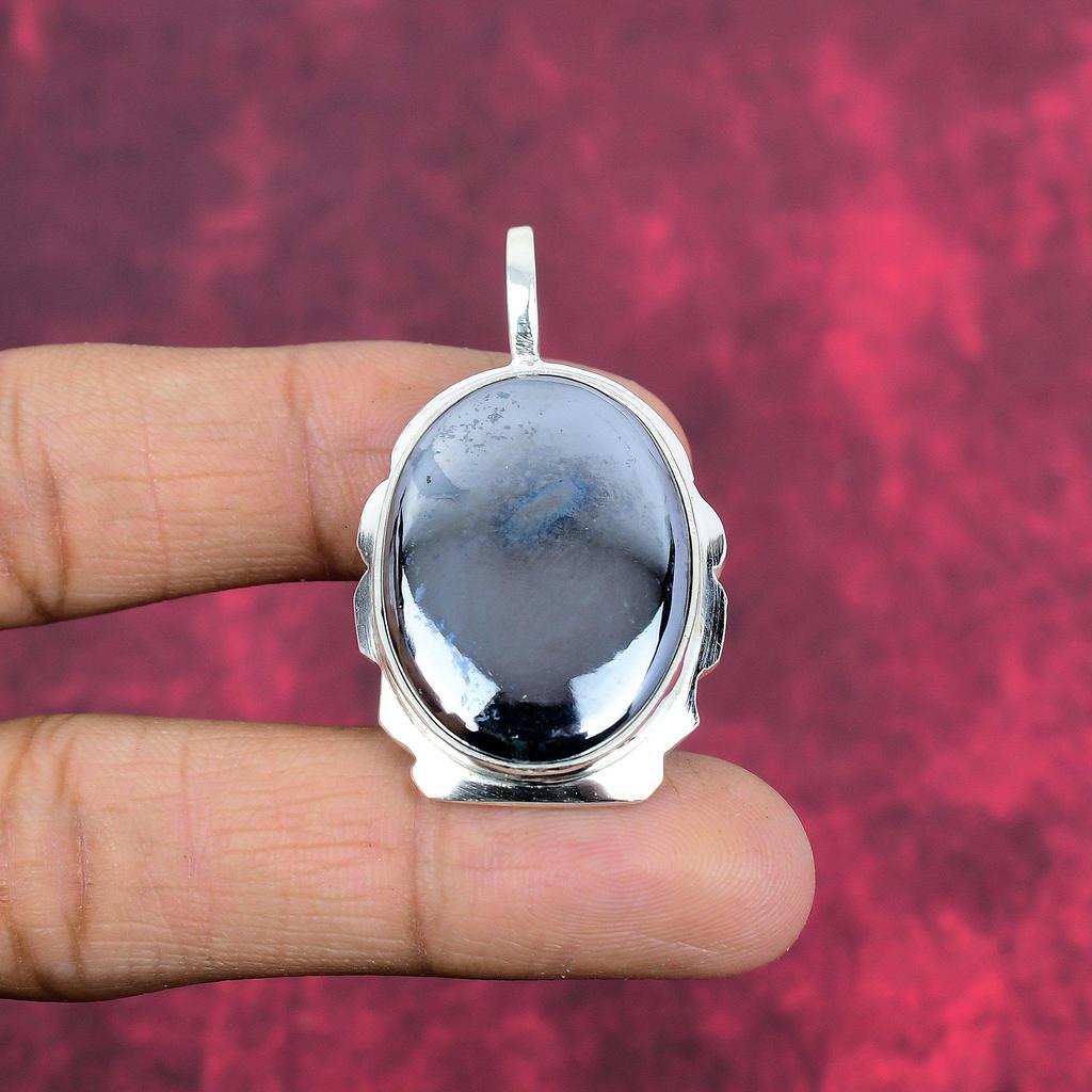 Shungit Hänge, 925 Massivt Sterling Silver Ädelstenssmycken, Handgjort Hänge, För Thanksgiving