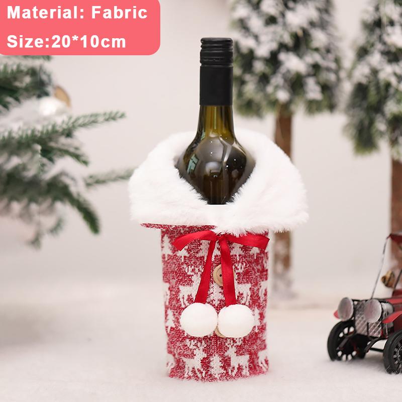 2/1Pcs Creative Christmas Wine Bottle Set Golden Velvet Dress Santa Claus Wine Bottle Cover Xmas New Year Dinner Table Decors