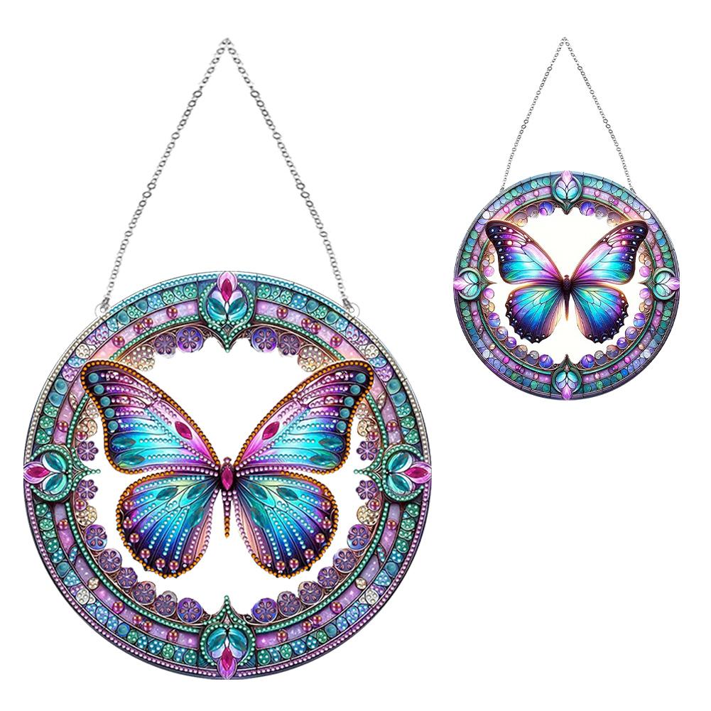 Stained Glass Animal Rhinestone Diamond Art Window Pendants Suncatcher Diamond Painting Art Pendant for Garden Window Decor