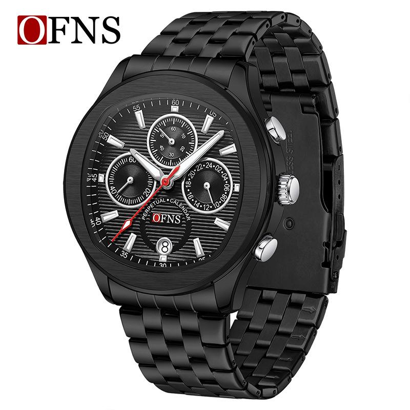 Oufannishi Men s Formal Quartz Wristwatch with Multifunctional Calendar and Steel Band