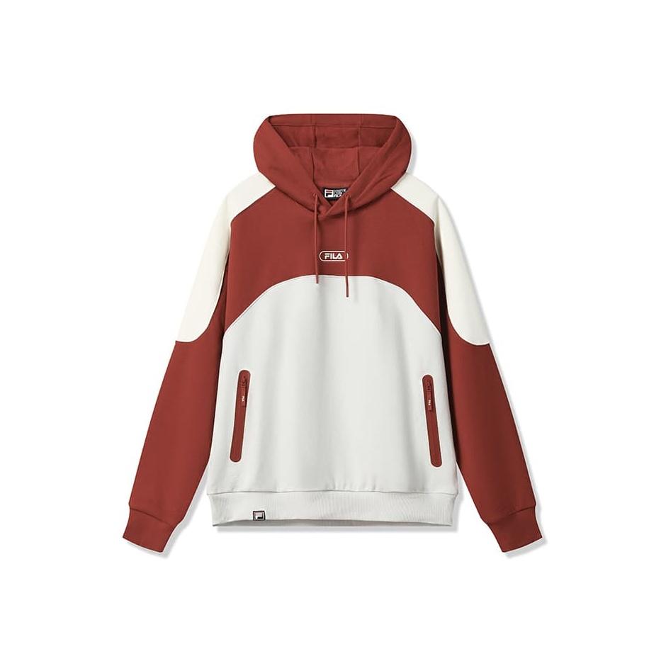 

FILA Original Fashion Classic Versatile Durable Comfortable Color-Block Loose Knit Hoodie Men hoodies Water-Flower-Red F11M549211FRD XL