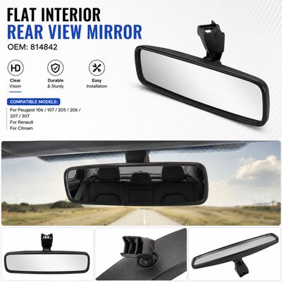Flat Interior Rear View Mirror for Peugeot Renault Citroen 106 107 205 206 207 307 Clio Replacement Part OEM 814842
