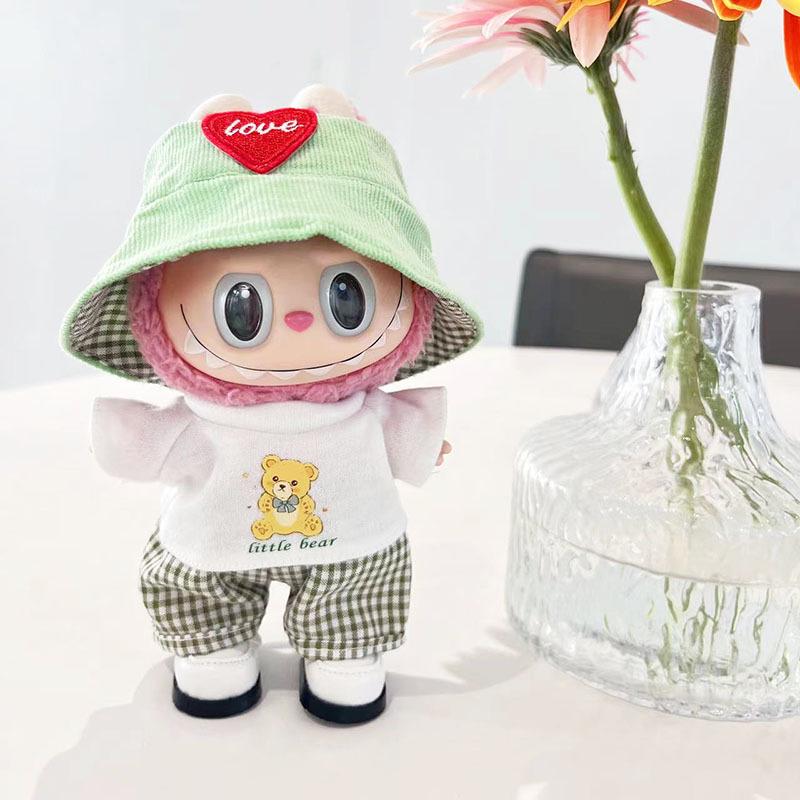 17cm Labubu Doll Clothes: Ice Cream Overalls - Cute Pendant Blind Box