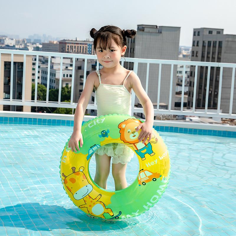 Cute Children's Lion Swim Ring Thickened Baby Cartoon Armpit Ring Inflatable Swim Ring Wholesale