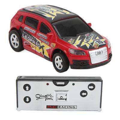 Mini RC Vehicle Racing 4 Way Drift Car 1:64 Pocket Can Size Remote Control Toy for Indoor Outdoor 3+ Kids Red