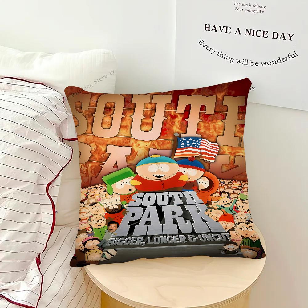 Cartoon S-South-h P-Park-k Pillow Case Square Pillow Bedroom Sofa Leisure Comfort Cushion Car Living Room Home Decoration