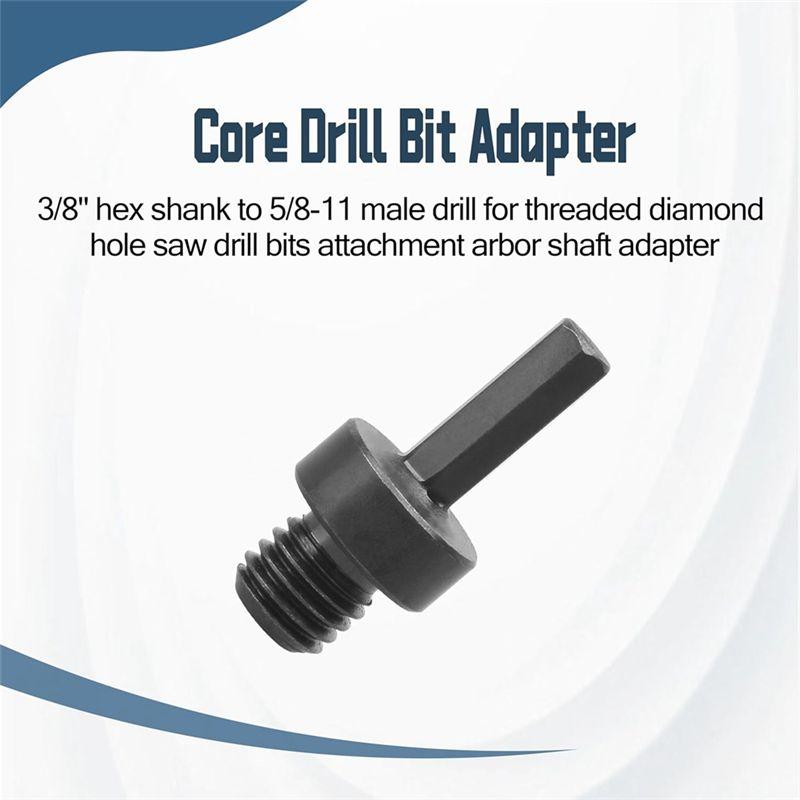 AEE2-1 Pack Core Drill Bit Adapter 5/8Inch-11 Thread Male To 3/8Inch Hex Shank