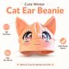 Foldover Cuff Cat Ear Beanie Hat Cartoon Animal Face Winter Skull Cap Cuffed Beanie  Daily Outfits