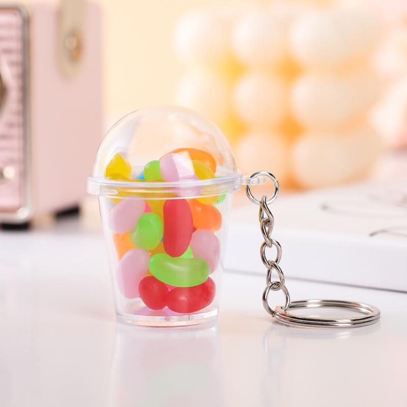 Influencer Shaker Cup Keychain: Toy Food Pendant for Students & Couples