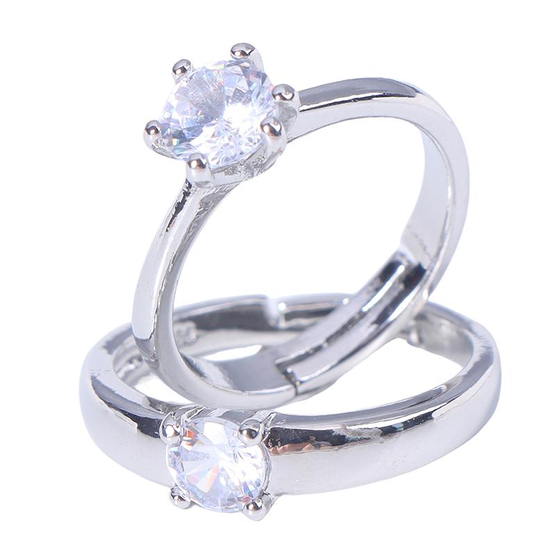 1Pair Classic Couple Resizeable Engagement Ring Men Women  Adjustable
