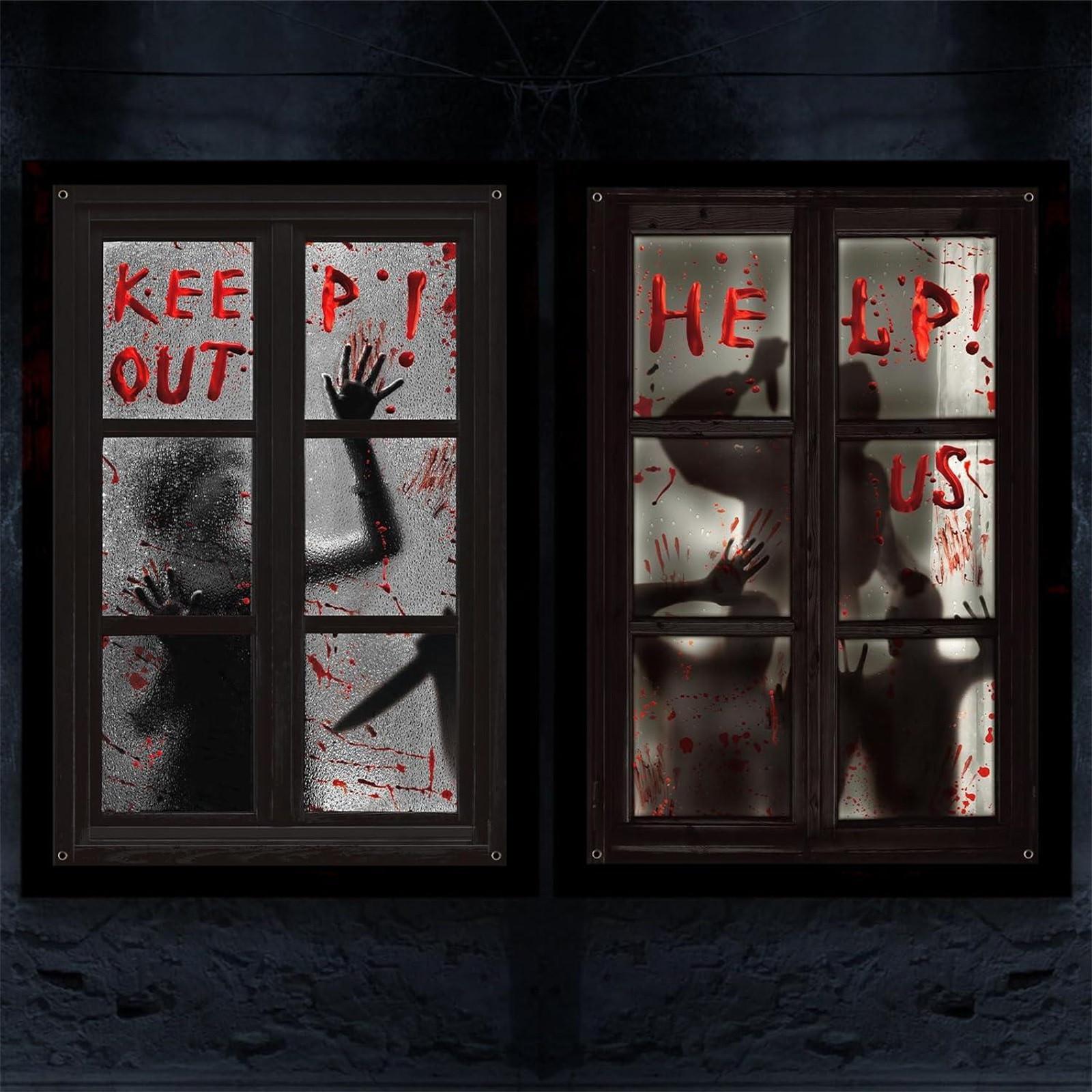 

Хэллоуин 2 шт. Занавес для двери и окна Фон Подвесная ткань Ужасы Призраки Уличная декорация Сцена Подвесная ткань One Size