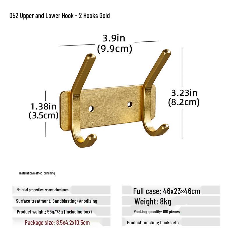 Wall-Mounted Black Aluminum Clothes Hook Rack