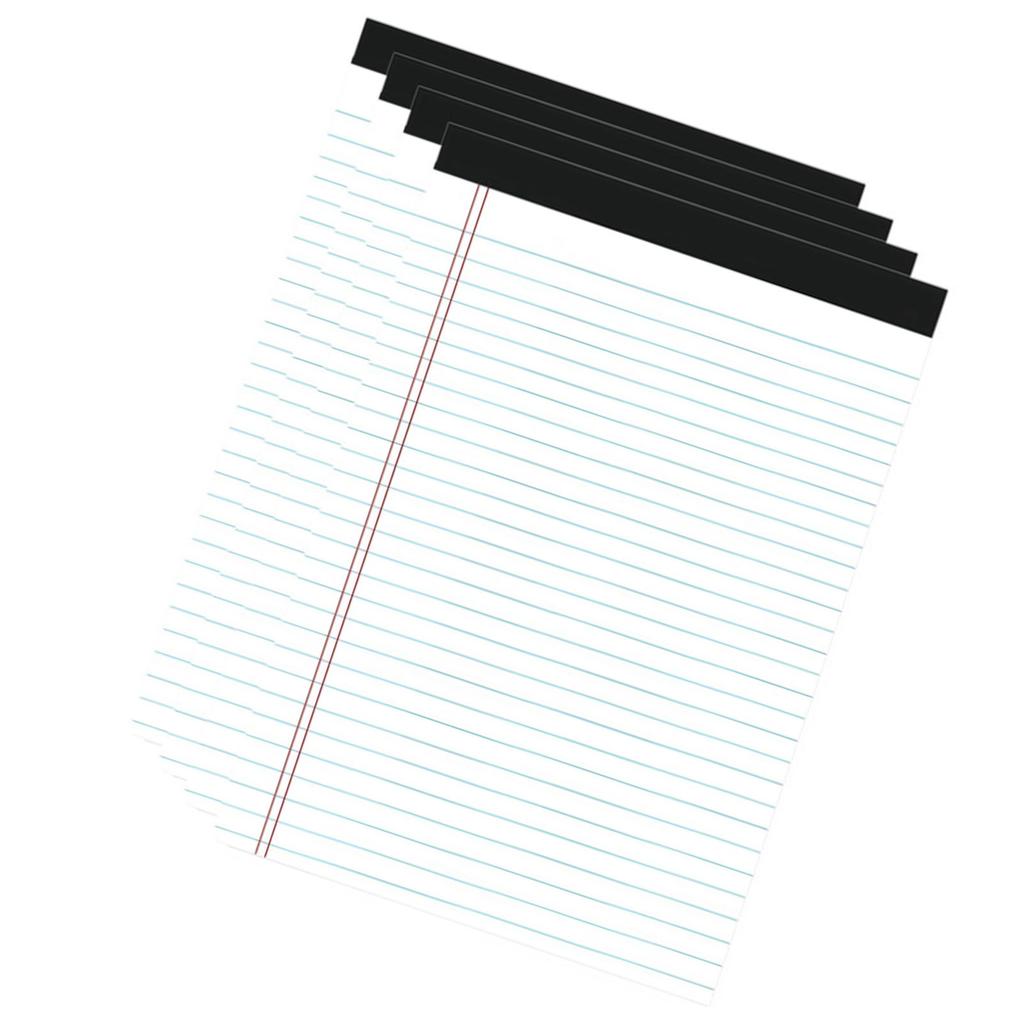 A5 Wide Ruled Notepad Pads Double Red Margin Layout Easy Tear Top Binding Lined Pads for Students Office Meetings White