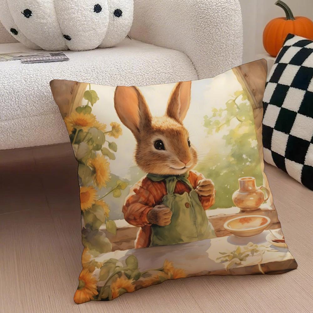 Classic Cute British PPeter Rabbit Cushion Cover Throw Pillow Cover Hidden Button Durable Polyester Chair Cushion