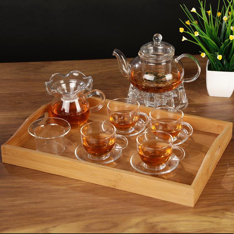High-Temperature Resistant Glass Teapot Set with Thickened Borosilicate Teacups for Kung Fu Tea.