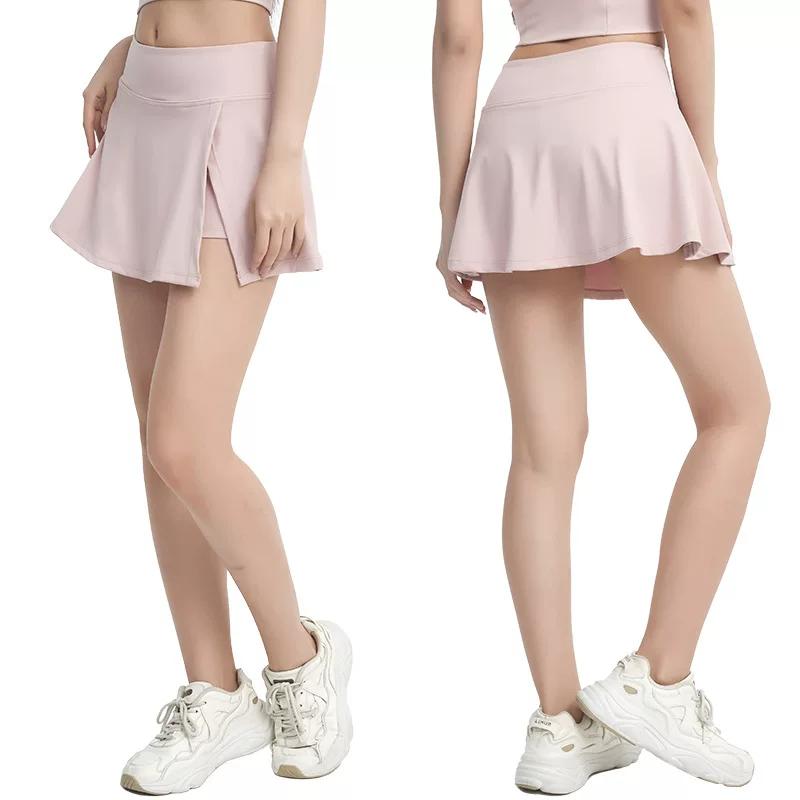 Sige Tu Tennis Skirt for Women, Summer Two-In-One Quick-Dry Fitness Short Skirt, Running Training Yoga Skirt Pants L розовый