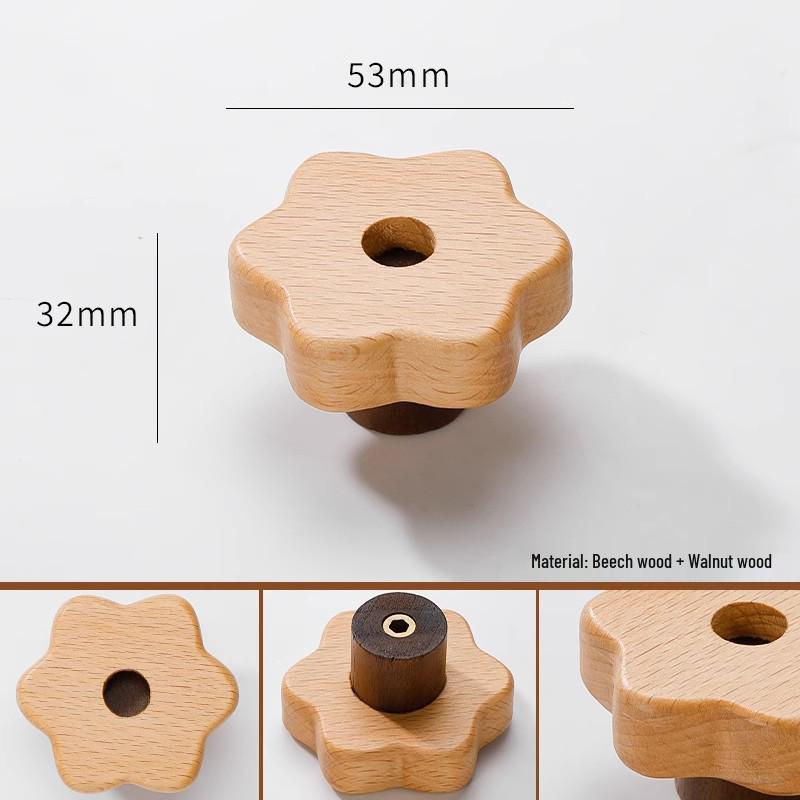 Solid Wood Cartoon Drawer Pull Knob for Children's Room