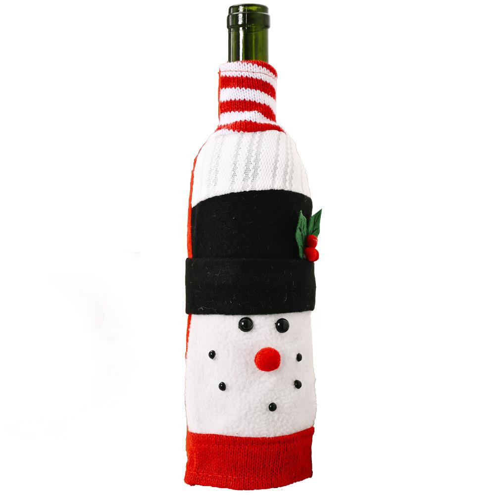 

Праздничный креативный и рождественский чехол для винной бутылки с очаровательным вязаным снеговиком Cartoon Bottle Cover Snowman