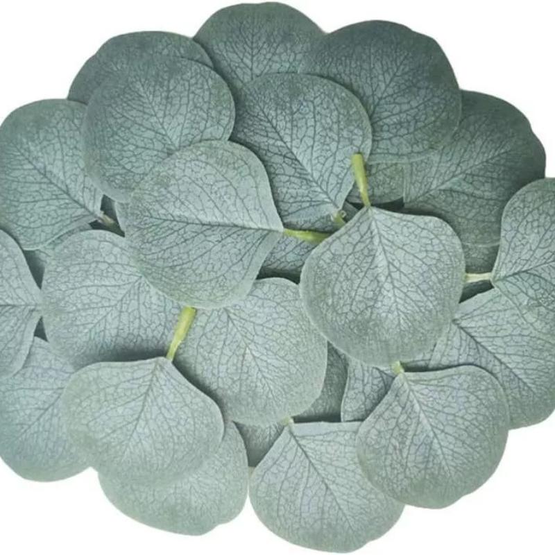 

50 шт. Искусственное растение Эвкалиптовая лоза Листья DIY Цветочная композиция с листьями Аксессуары для цветочной стены 50pcs белый
