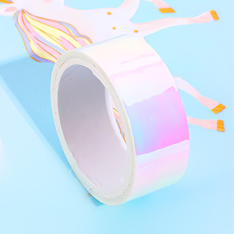 Colorful Gradient Laser Tape & Rainbow Film Stickers for DIY Journals and Cards