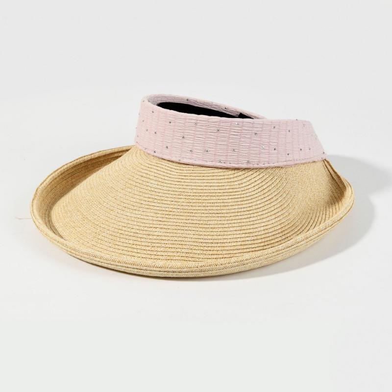 New empty top straw hat women's summer seaside vacation leisure sun hat rhinestone sun hat big brim shows small face