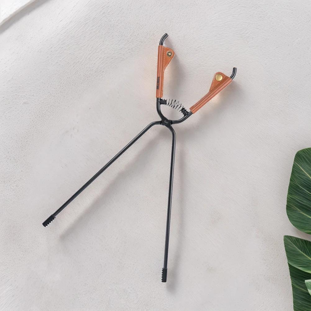 Klipsy do węgla drzewnego do grilla ze skórzanym pokrowcem Klips do drewna na ognisko Przenośny długi uchwyt do pogrzebacza do ognia Antyoparzeniowe narzędzia do grillowania na zewnątrz