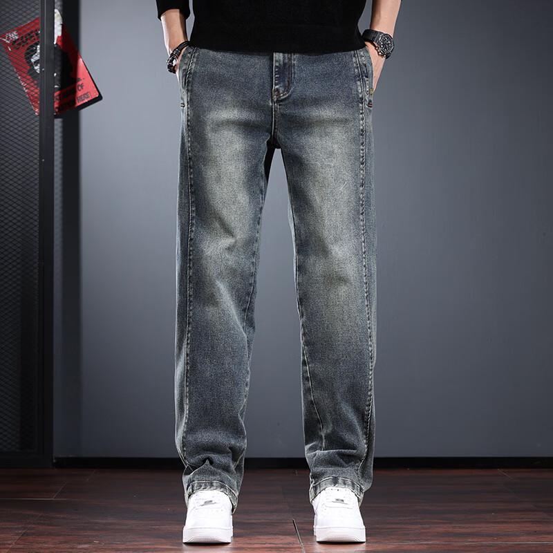 

Jielenuo Men s Cleanfit Loose Straight Workwear Jeans 3XL