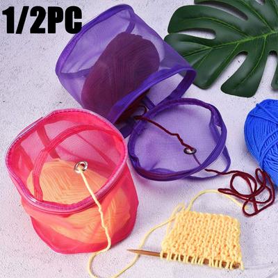 1/2PC Portable Yarn Storage Bag Round Hollow Mesh Knitting Wool Yarn Bags Crochet Yarn Handbag Organizer DIY Knitting Baskets