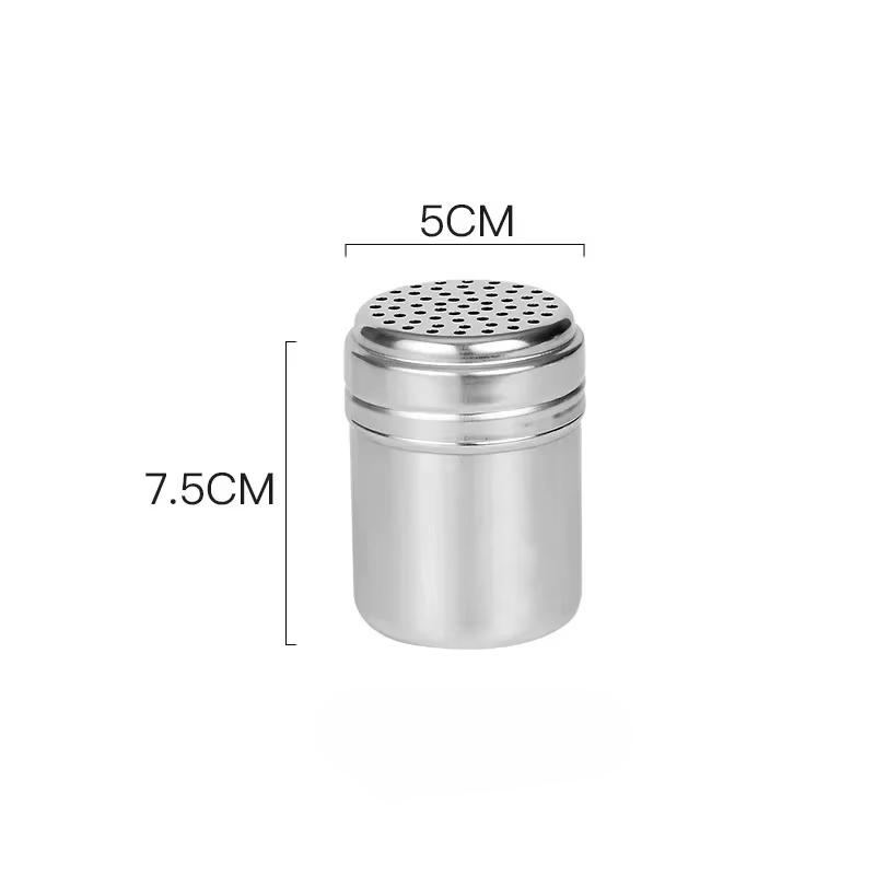 Stainless Steel Seasoning Jar Salt Sugar Shaker with Rotating Cover Condiment Spice Pepper Powder Bottle Container Kitchen Tool