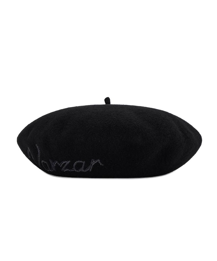 Bajal Cursive Logo Wool Beret Black