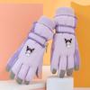 Cartoon Print Winter Warm Touchscreen Gloves Kids Girls Boys Skiing Cycling Windproof Waterproof Fleece Lined