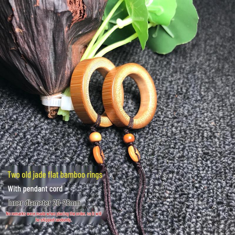 Handmade Double-Sided Polished Mottled Jade Bamboo Thumb Ring for Men and Women