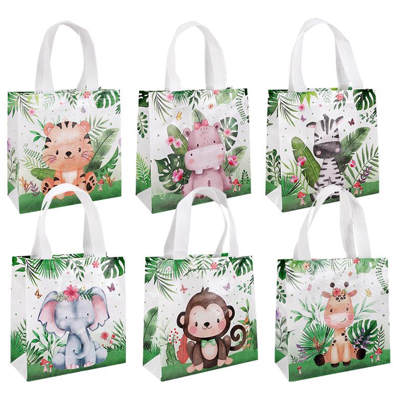 

6 шт. Джунгли Животные Конфеты Подарочный пакет Нетканые Пакеты для угощений Детский Сафари-тематический День рождения Сувениры Декор для детского праздника 20x20x9cm